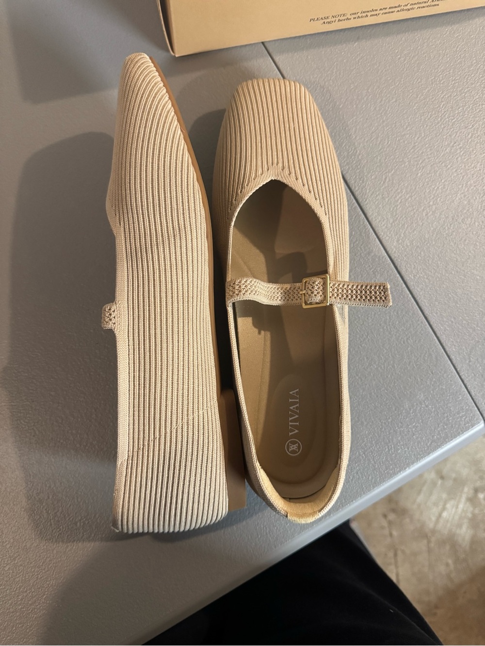 Vivaia Beige Mary Jane Flats with Buckle Strap - Picture 3 of 4